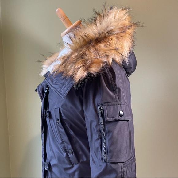 NWT S13 New York Womens Alps Mid Length Down Parka with Faux Fur Hood - Size XS - Picture 3 of 14